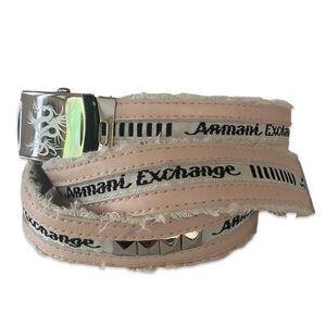 Vintage Y2K Armani Exchange Pink Studded Logo Leather Belt